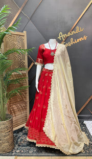 Red Benarasi Lehenga/Half Saree set