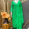Green Leheriya Georgette Kurti set