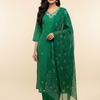 Green Leheriya Georgette Kurti set