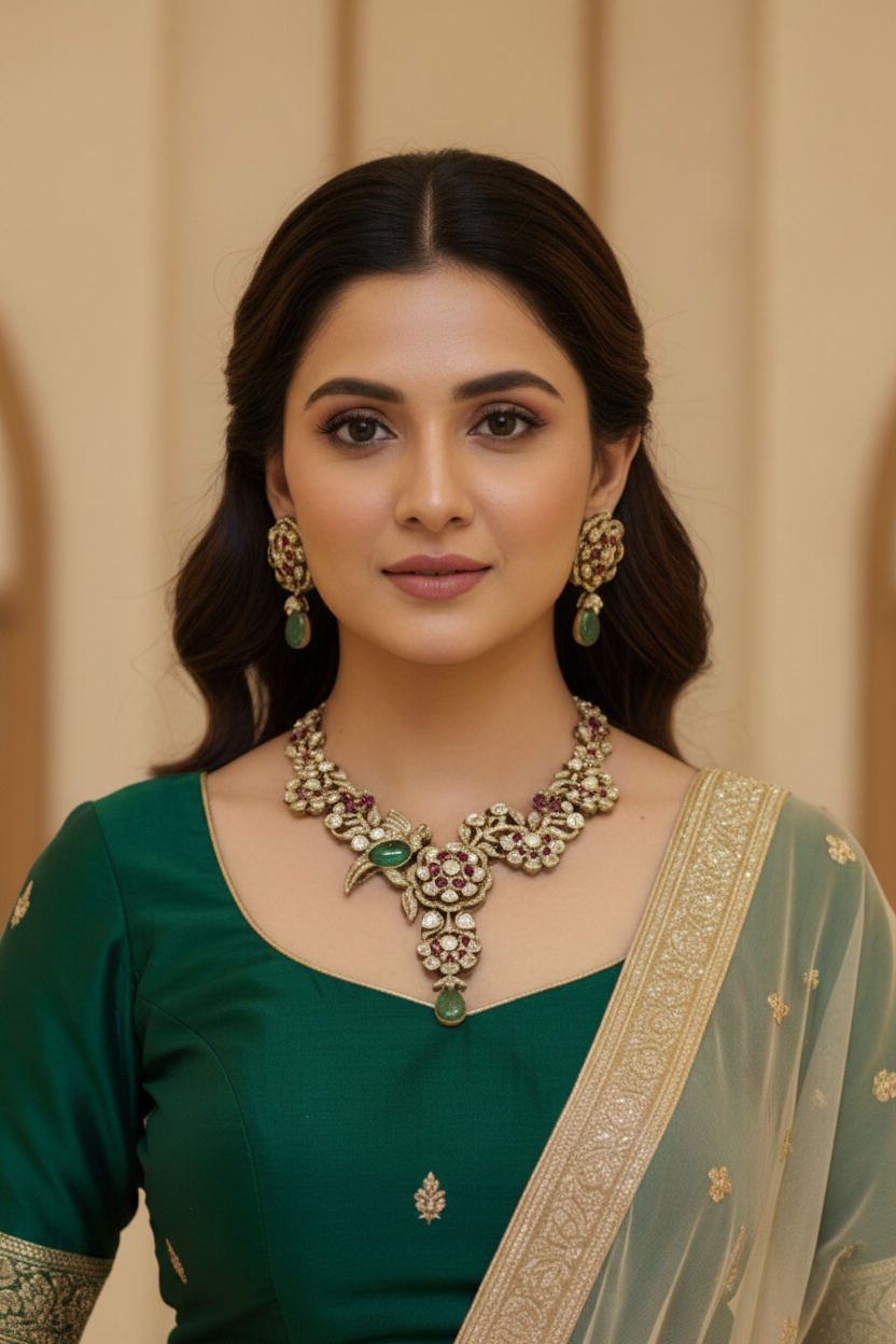 Premium Collections- Heavy Party Wear Kundan Necklace set