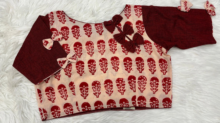 Pure Cotton Kalamkari Print High Neck Blouse