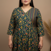 Plus Size Anarkali Pure Cotton Kurti - Angrakha Style with Prints