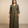 Plus Size Anarkali Pure Cotton Kurti - Angrakha Style with Prints