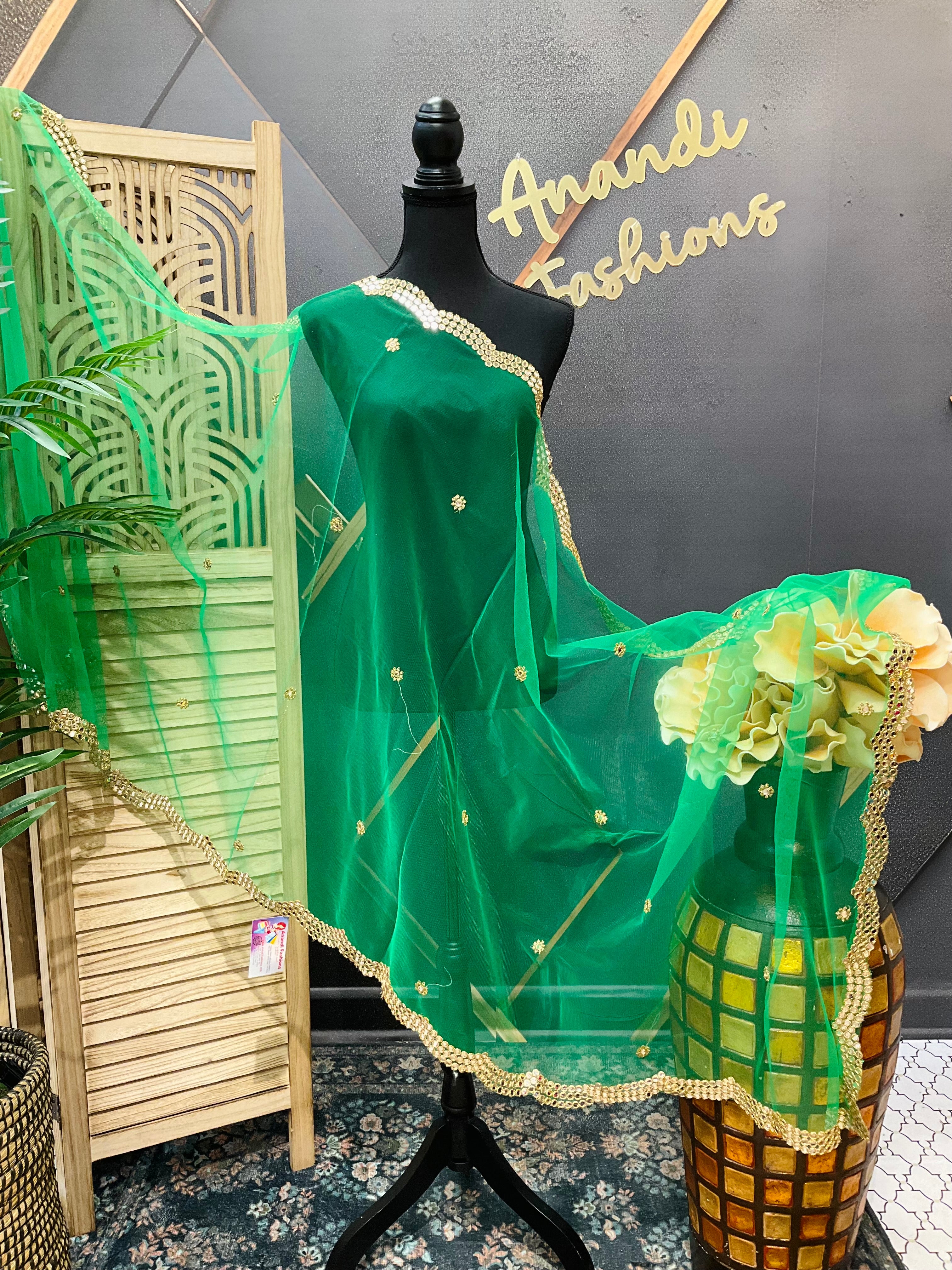 Green Sheer/Net duppatta