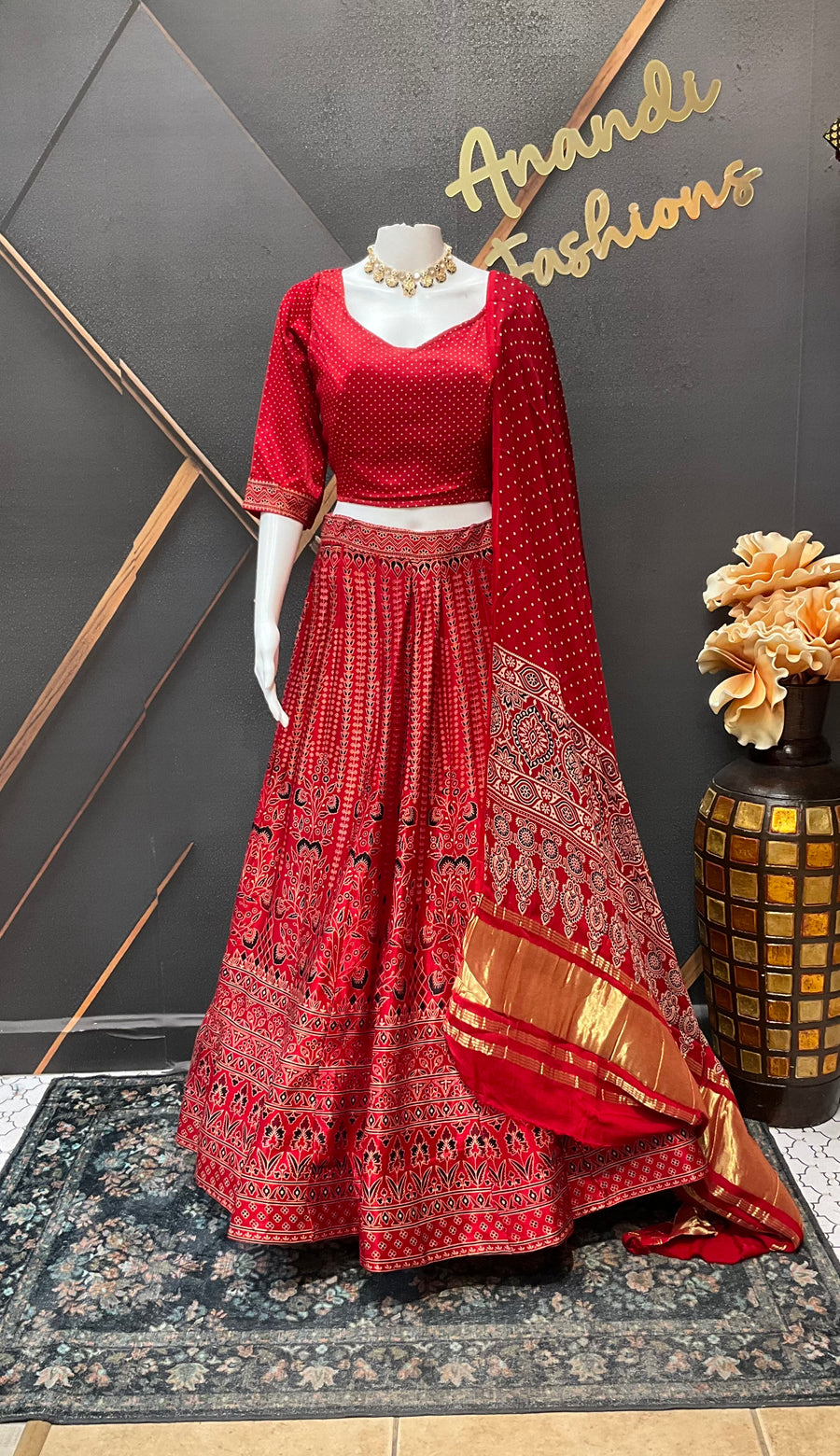 Red Gajji Silk Garba Chaniya Choli set