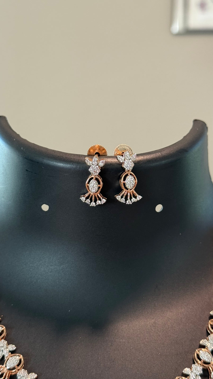 Simple Rose Gold CZ Necklace set