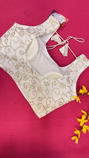 Back Opening Half White Work Blouse -  - Anandi Fashions