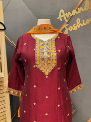 Plus size Maroon Party Wear kurti set