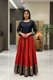 Semi Silk Long Kurti Long Dress - Anandi Fashions