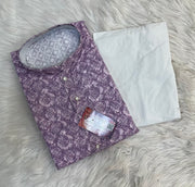 Lavender Mens Chikankari kurta set