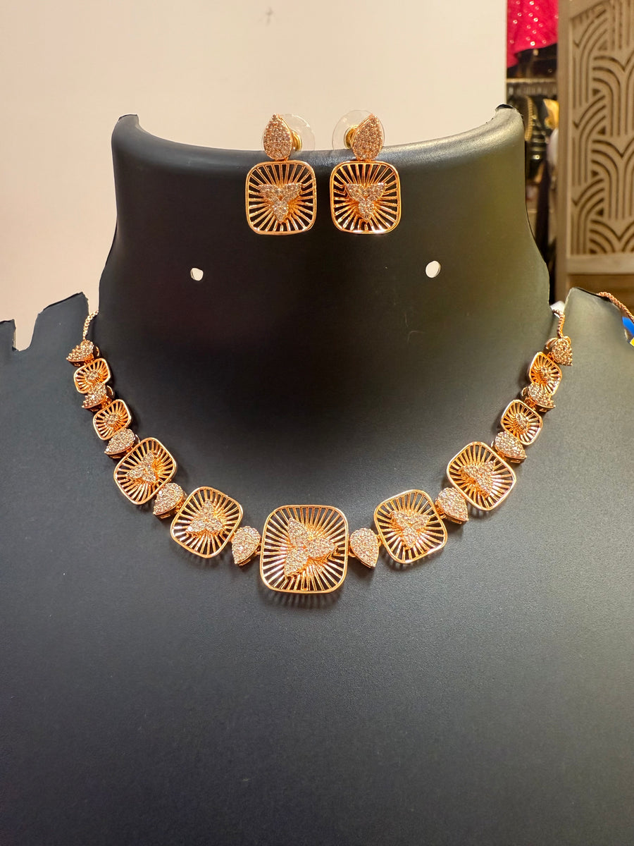 Cute Rose Gold Necklace set