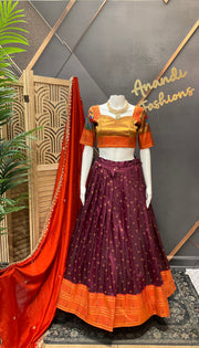 Paithani Half Saree/Lehenga set in Wine Color