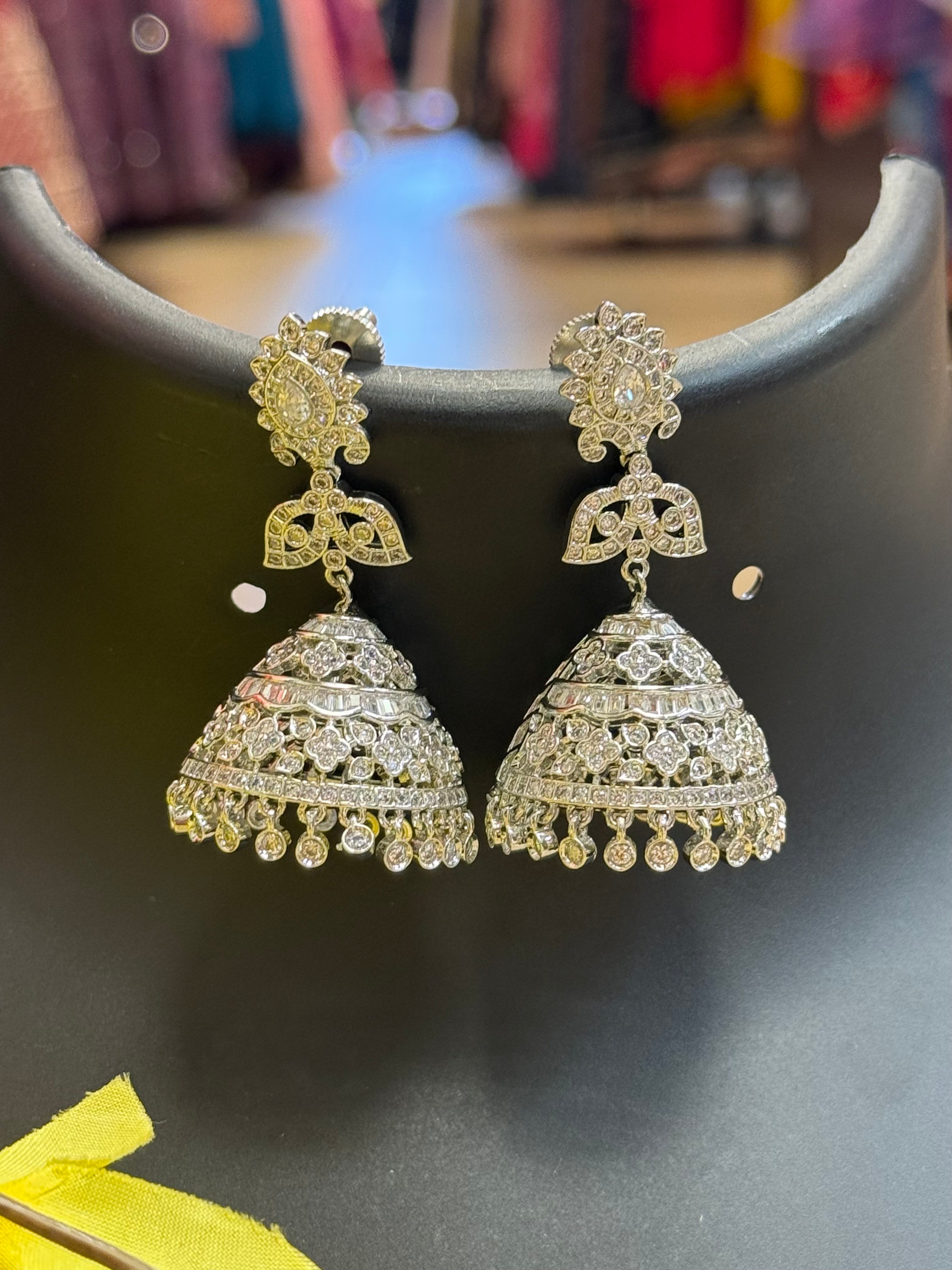 Silver Finish Jhumkas/Earrings