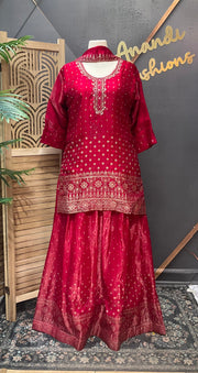 Plus Size Pink Lehenga with Long Blouse