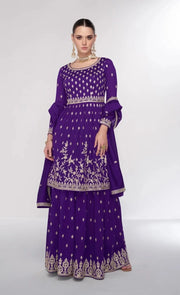 Purple Designer Sharara Suit- Size 42/US M