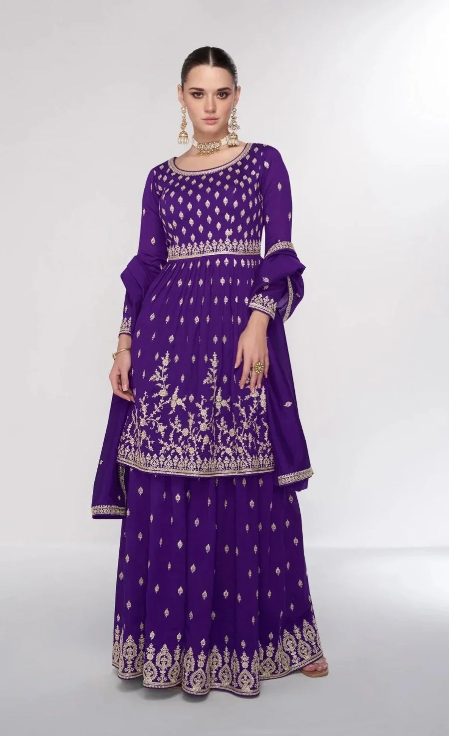 Purple Designer Sharara Suit- Size 42/US M