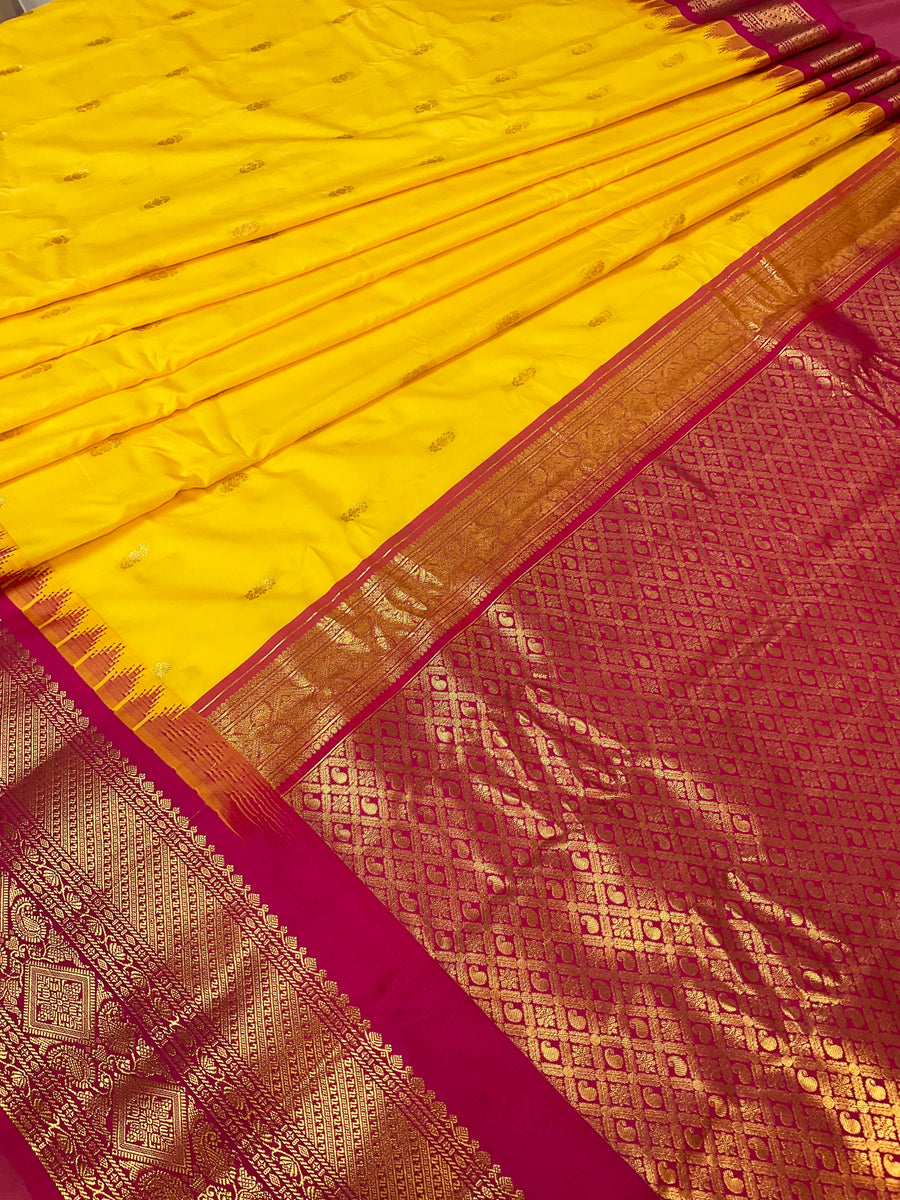 Yellow Semi Gadwal Saree