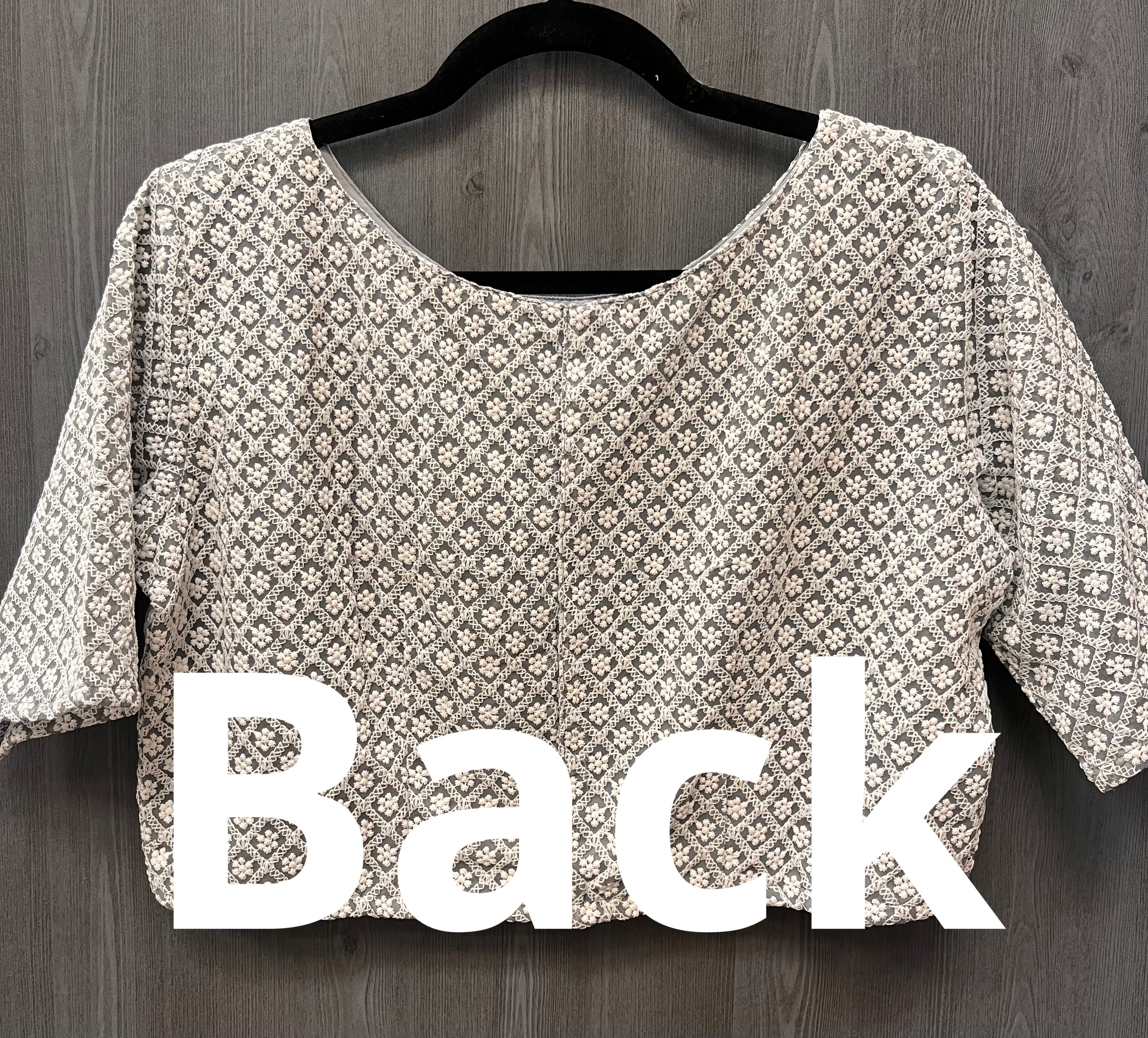 Grey Blouse with white thread work image 1