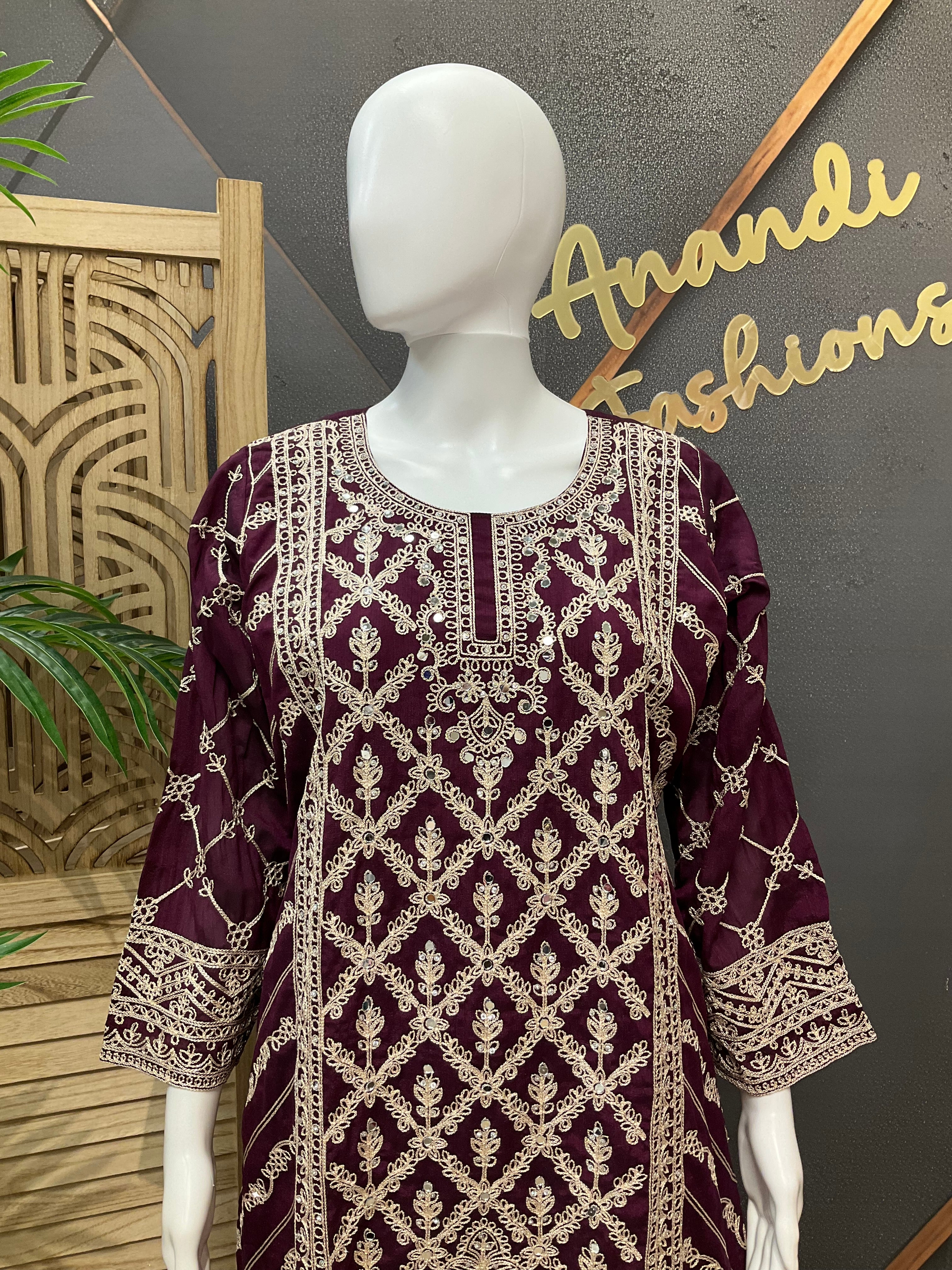 Party Wear - Full Work Kurti sets- Size 42/44