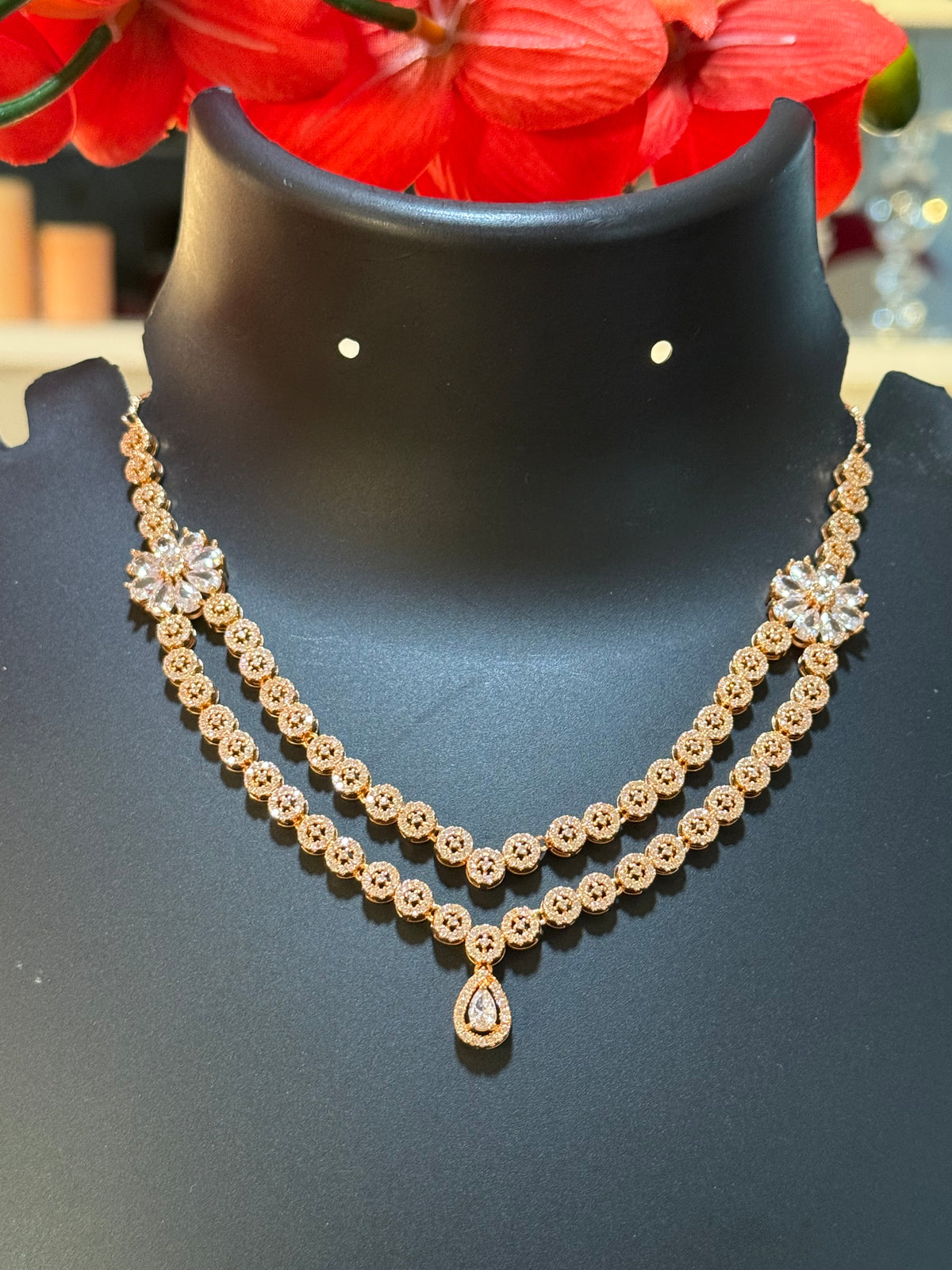Rose Gold - 2 Line Necklace set