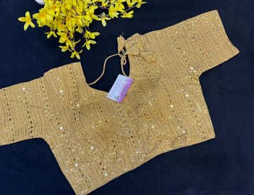 Gold Sequence Blouse - Front Opening- Size 38