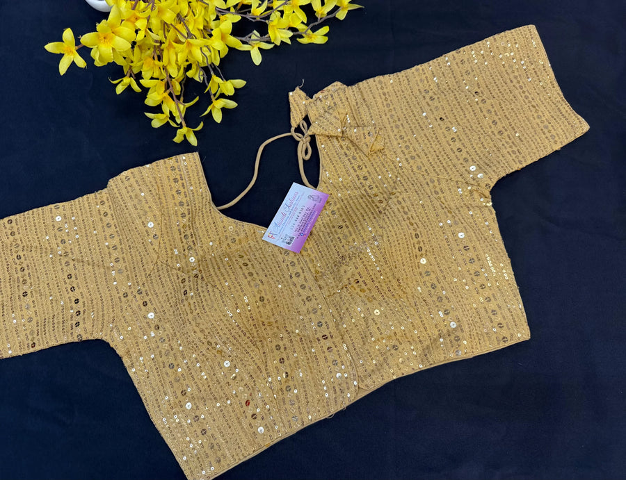 Gold Sequence Blouse - Front Opening- Size 38