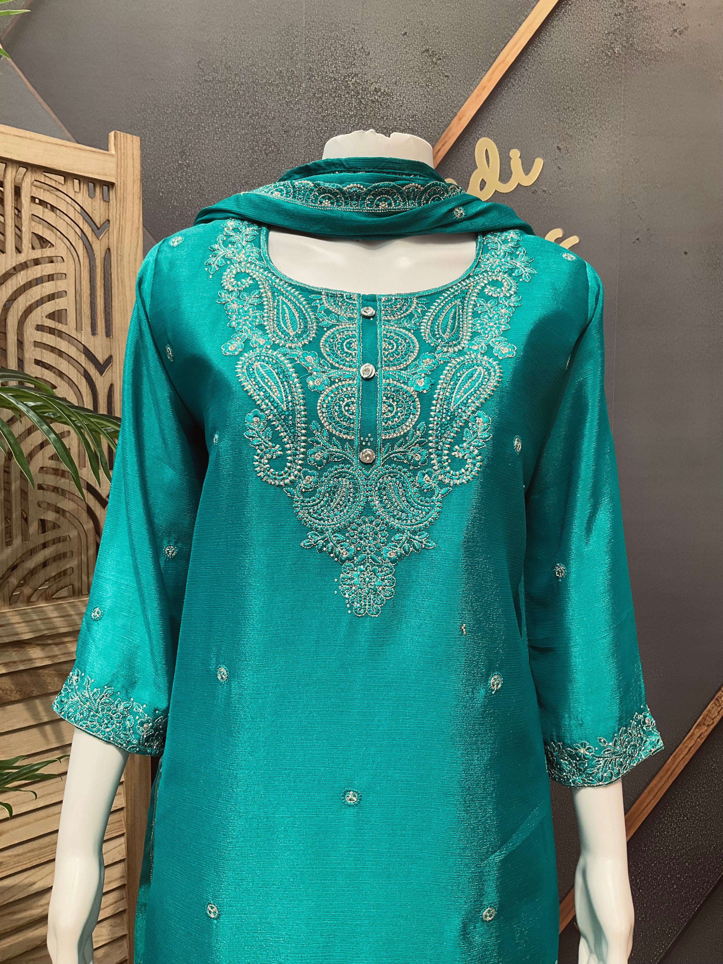 Size 44- Rama Green - Party Wear Palazzo Sets