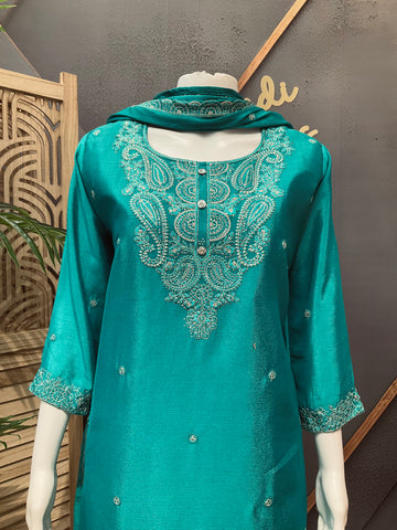 Size 44- Rama Green - Party Wear Palazzo Sets