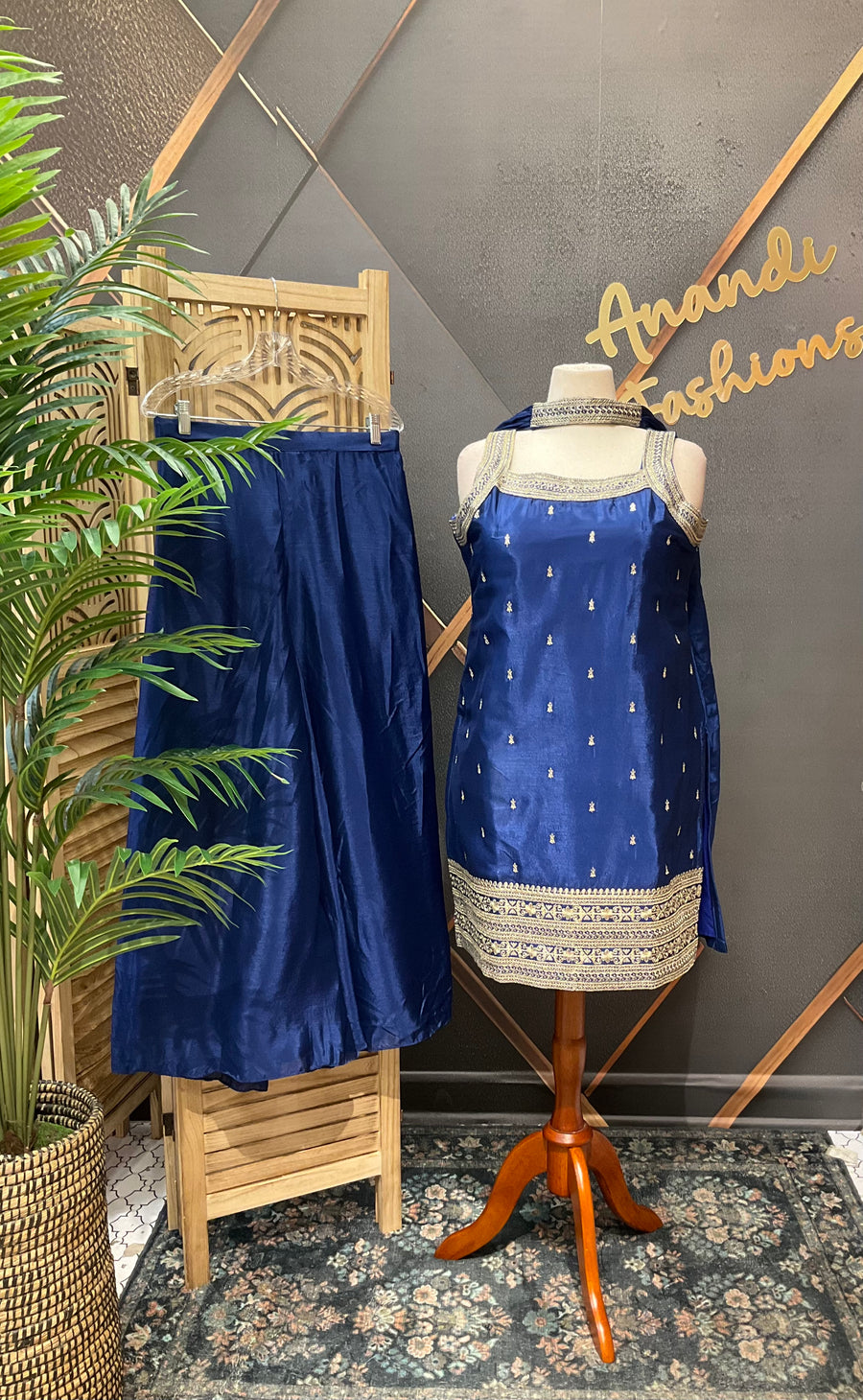 Blue Sleeveless Palazzo set