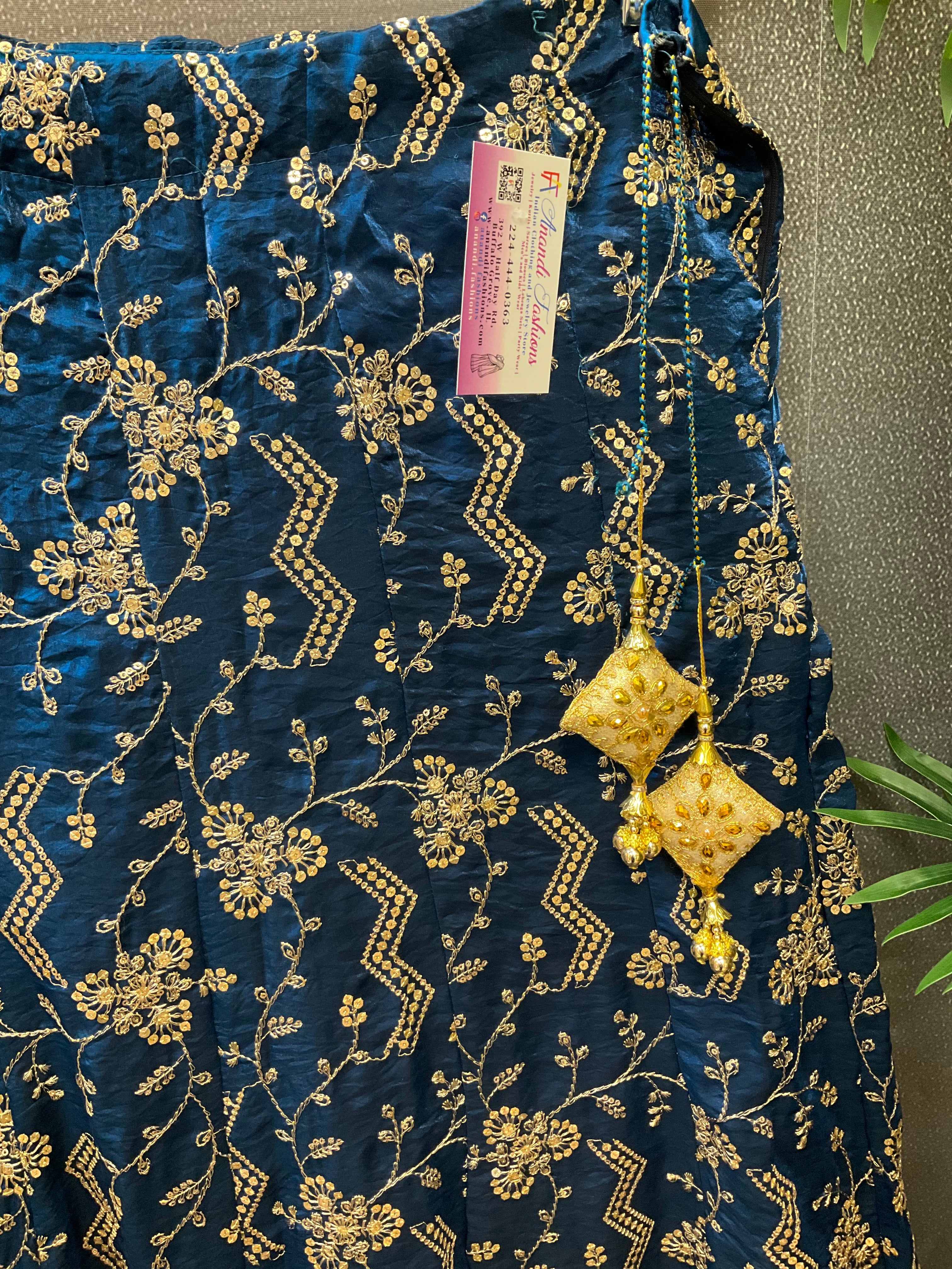 Party Wear Skirt/Lehanga with gold Zari work