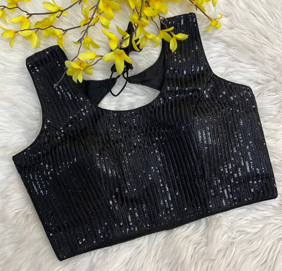 Black Sequin Blouse