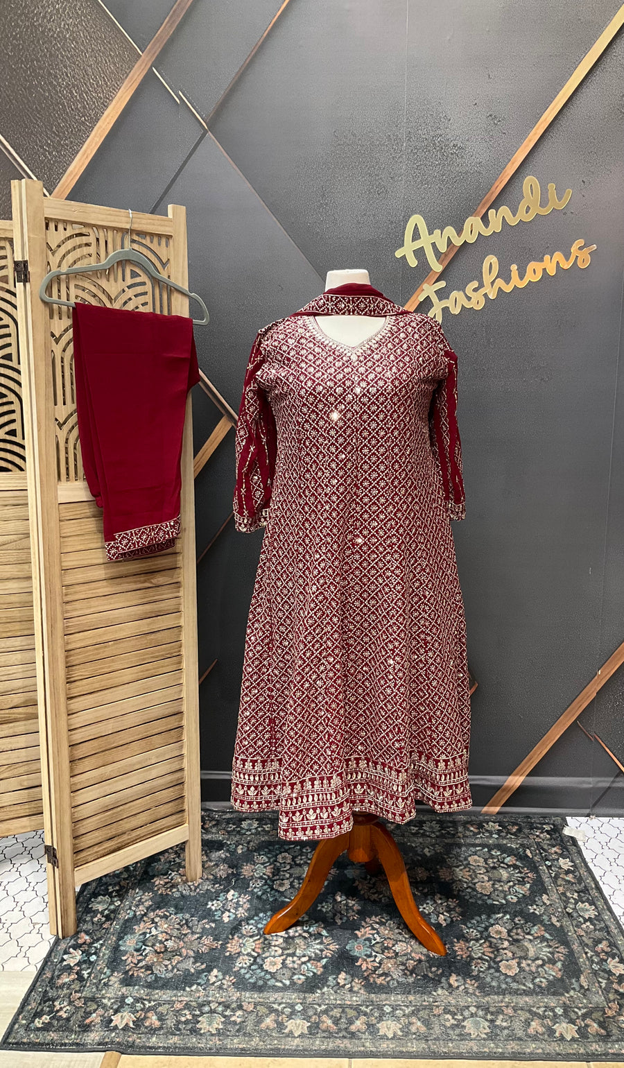 Maroon Party Wear Georgette Anarkali Kurti set