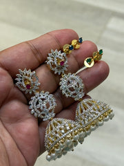 Changeable Stone - CZ Earrings/Jhumkas
