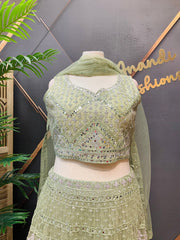 Plus Size Mint Green Party Wear Lehenga set