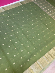 Green Benarasi Cotton Silk Saree
