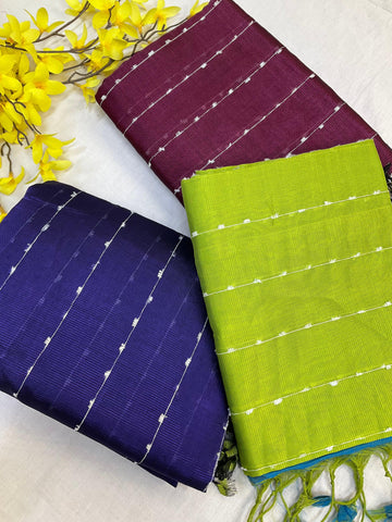 Colorful Mangalagiri Silk Saree with Contrast Blouse