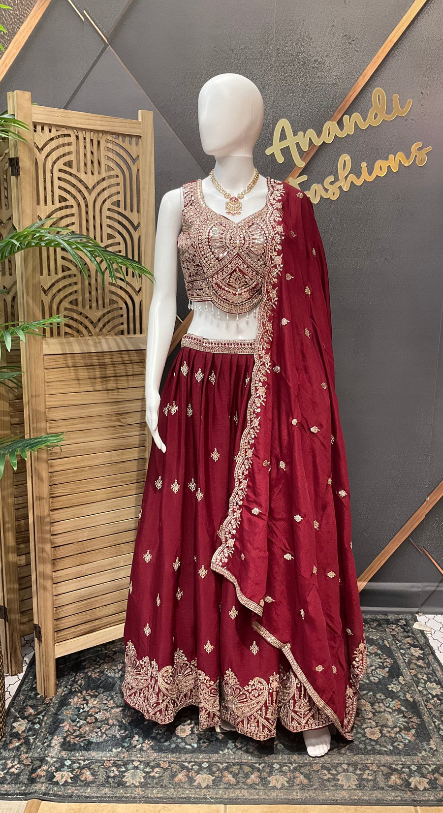 Party wear Maroon Lehenga set