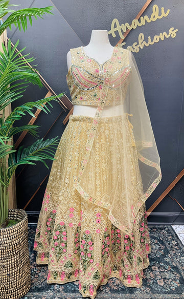 Plus Size Heavy Work Lehenga Set - Net Fabric Party Wear