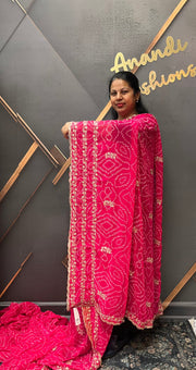 Pink Georgette Bandhani Saree