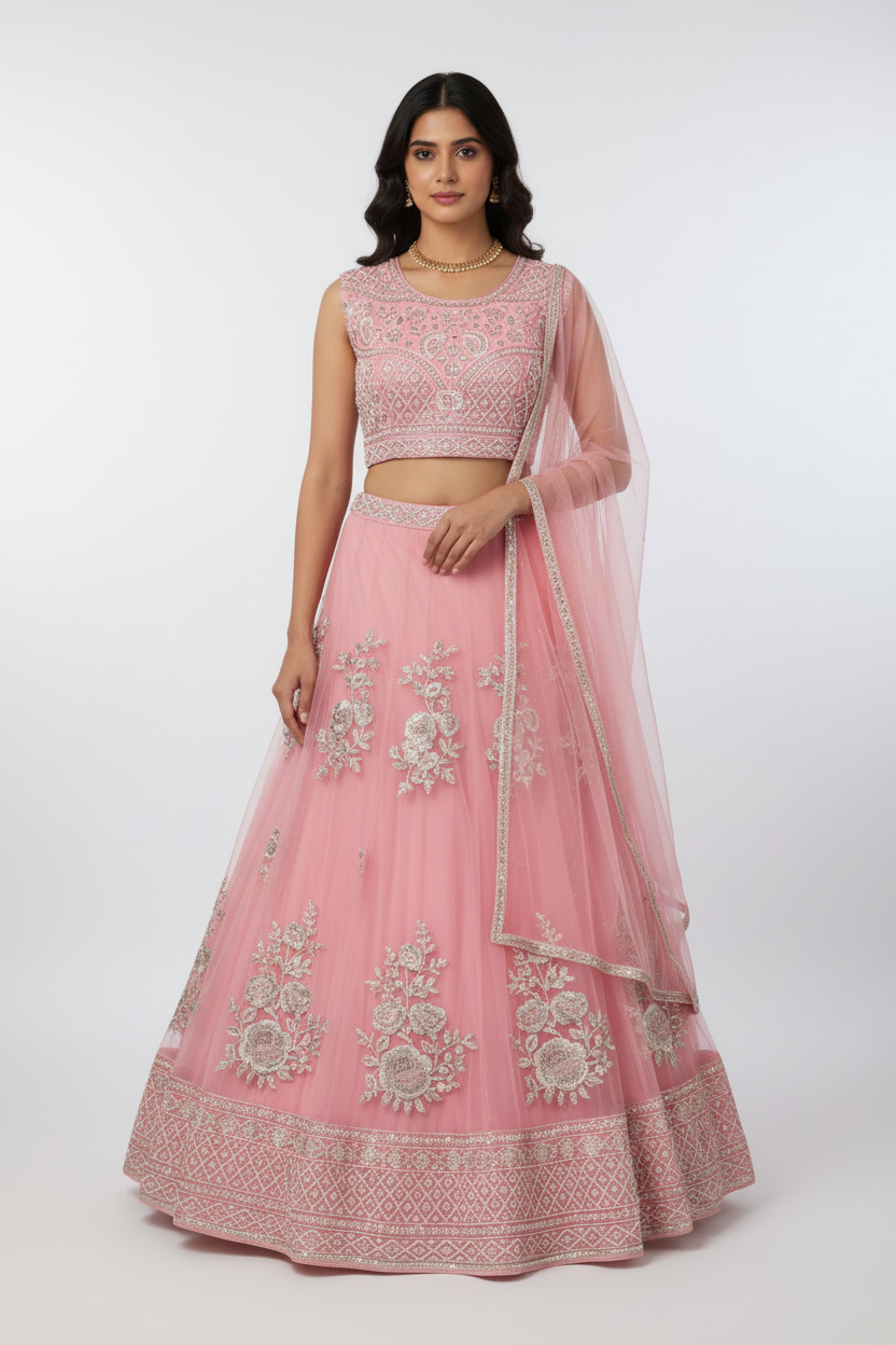 Pastel Pink Party Wear Lehenga set