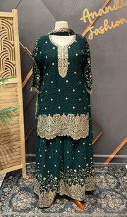 Plus Size Party Wear Green Sharara set