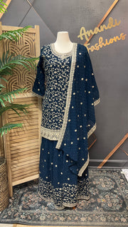 Party Wear Navy Blue Sharara set