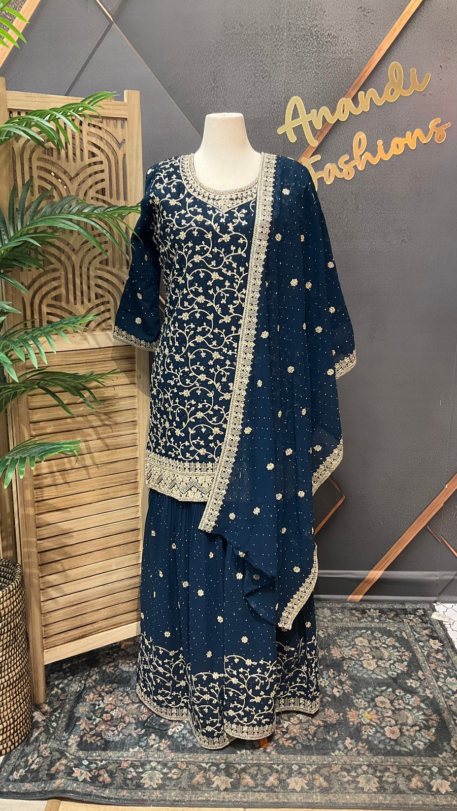 Party Wear Navy Blue Sharara set