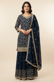 Party Wear Navy Blue Sharara set