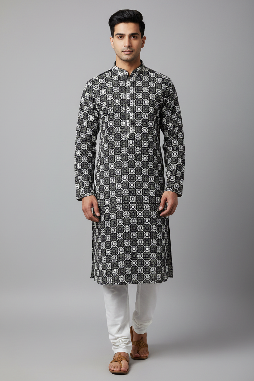 Black & White Mens wear kurta set