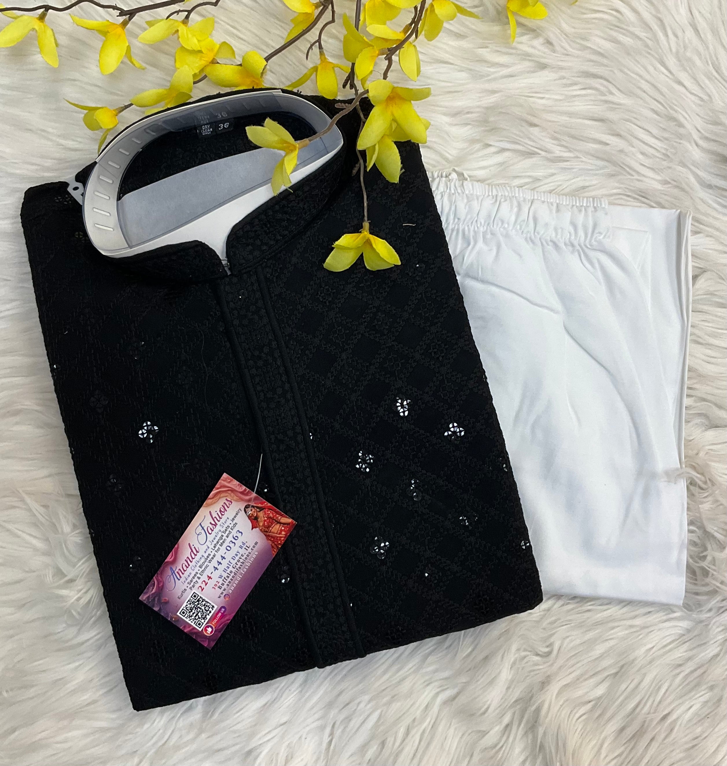 Black Sequence Men's Wear kurta set - 36 size