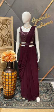 Wine color - Ready to Wear Saree