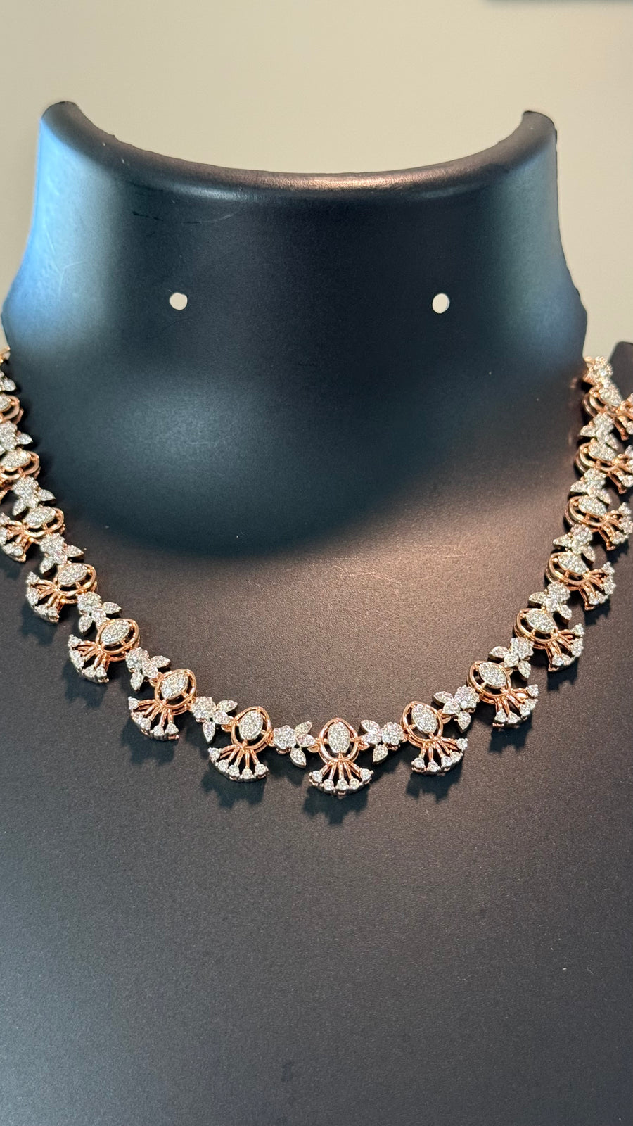 Simple Rose Gold CZ Necklace set