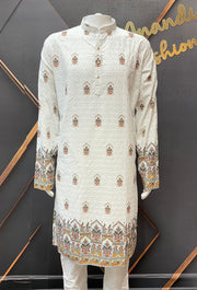 White Chikankari Mens kurta set