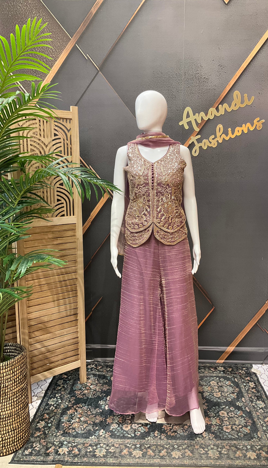 Women’s light Purple Party Wear Palazzo set